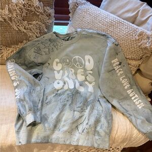 Comfort Colors Sweatshirt Good vibes only peace love autism gray blue xl